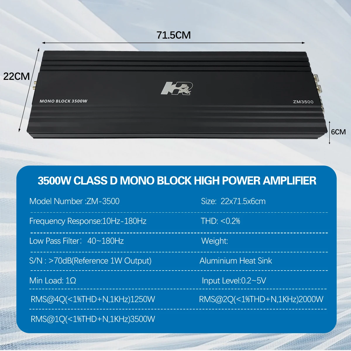 Class D Amplifier - مضخم صوت سيارة زيمينج أوديو ZM-3500